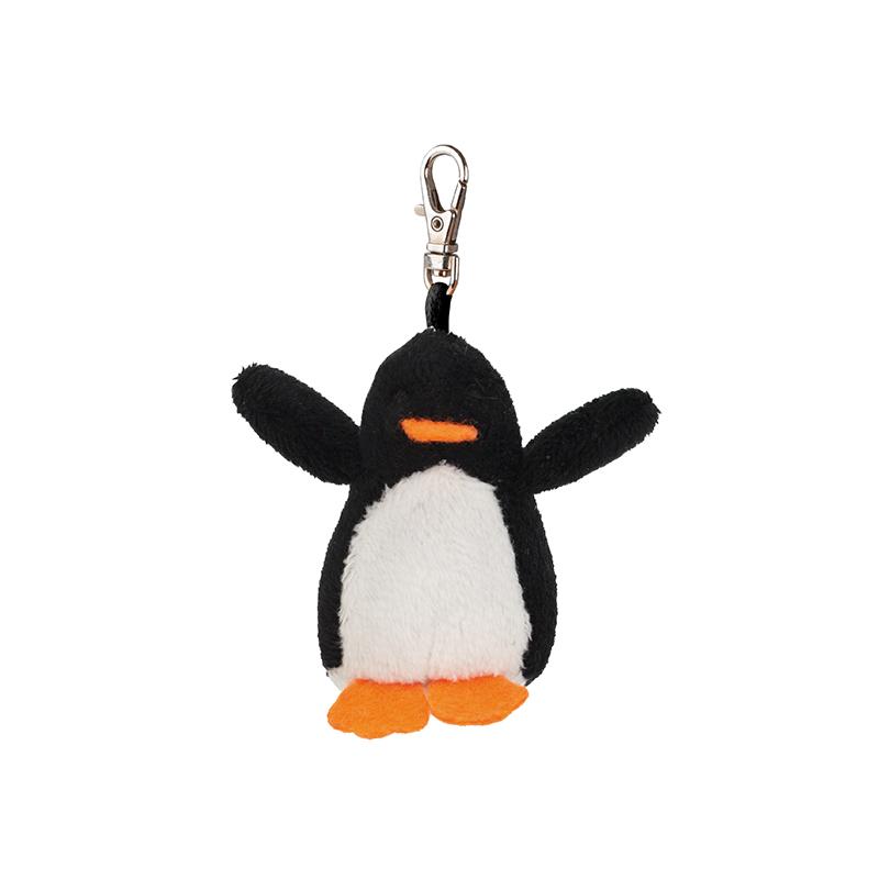 Plush penguin keychain on a white background