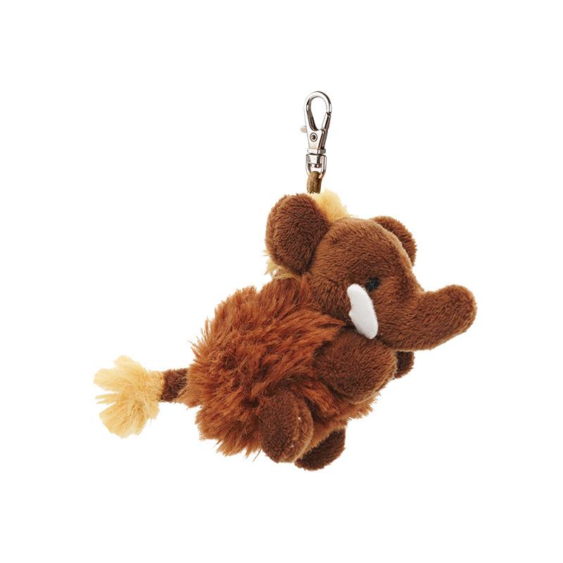 Plush keychain of a mammoth on a white background
