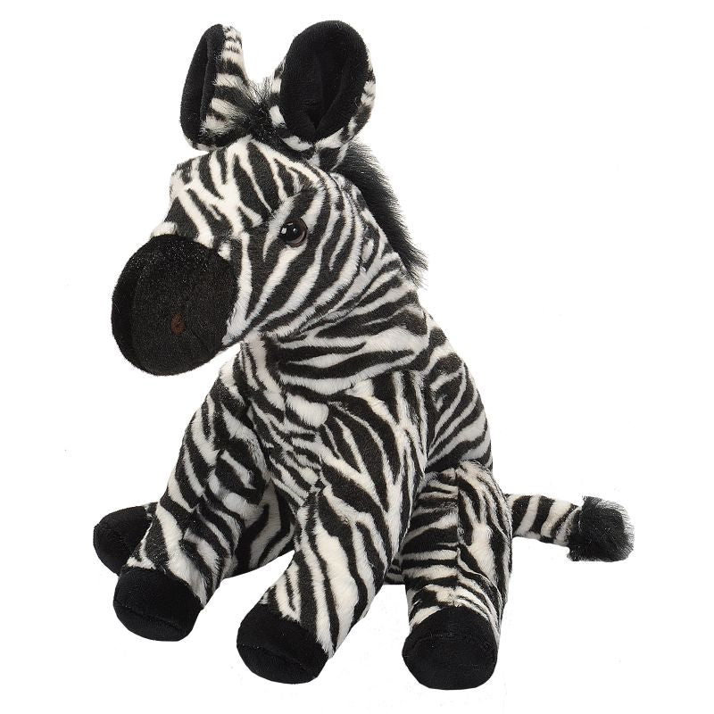 Plush zebra large soft toy on a white background