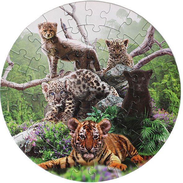 Puzzle Round Wild Cats - 56 pcs