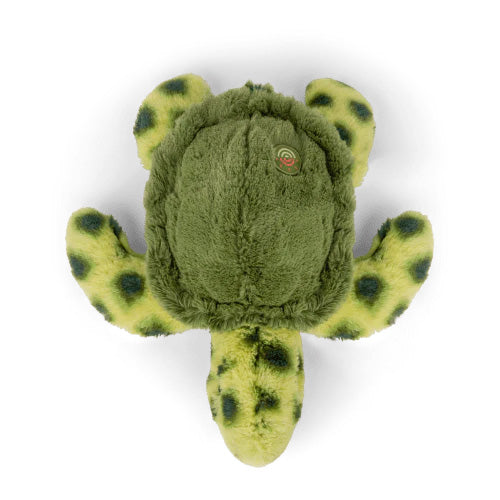 Fahlo plush green toy turtle on a white background