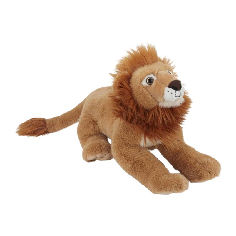 Plush lion toy on a white background