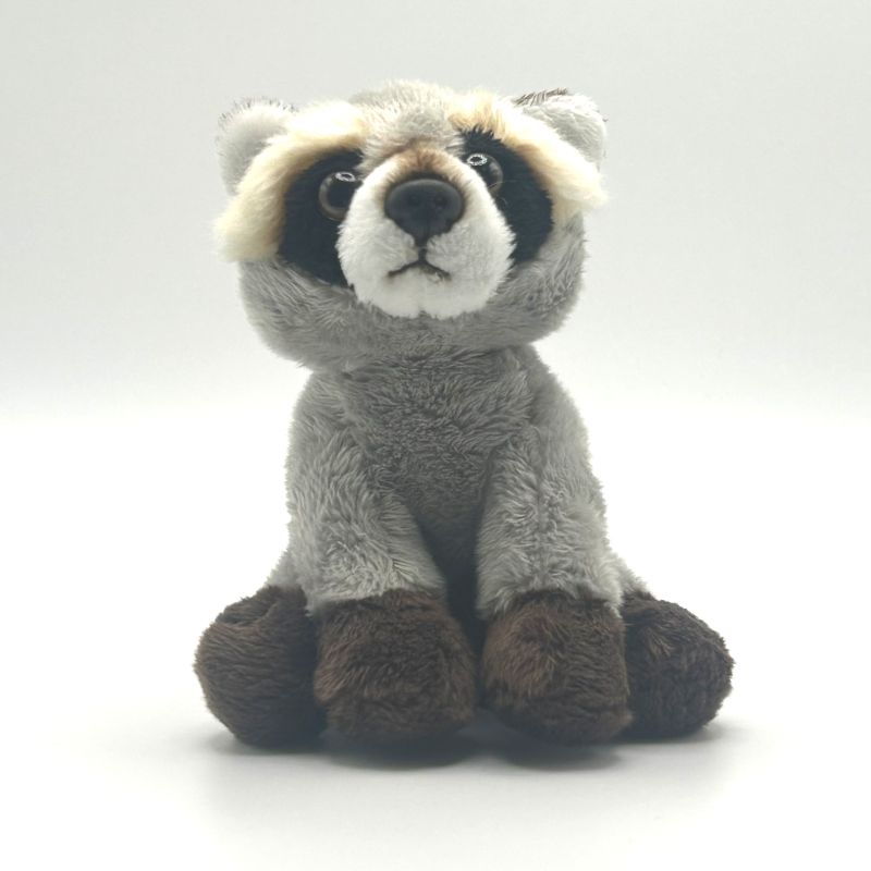 yorkshire wildlife park racoon small soft toy front view grey coat and black eyes 15 cm