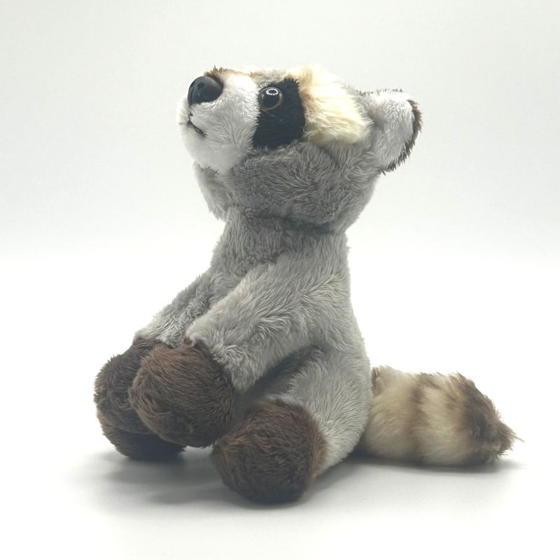 yorkshire wildlife park racoon small soft toy angle view grey coat and black eyes 15 cm