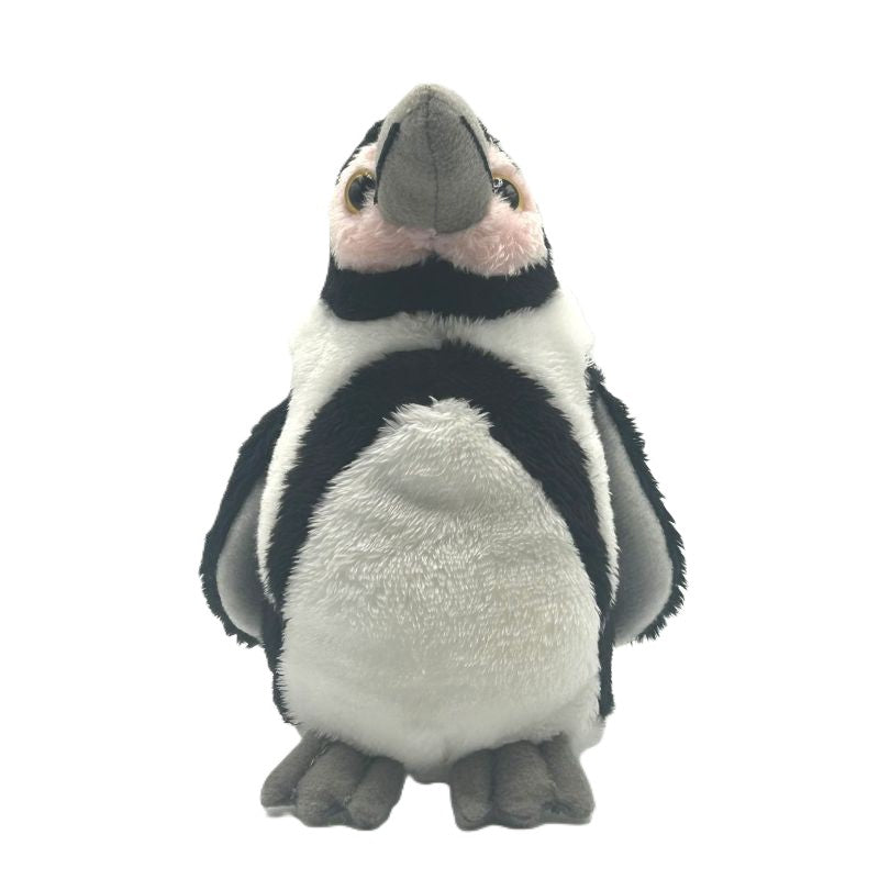 humbolts penguin small soft toy 15cm with black and white plush and grey feet on a white background
