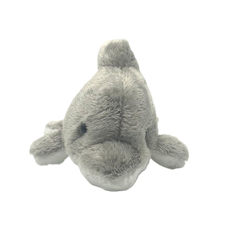 dolphin small soft toy 15cm with grey and white plush on a white background