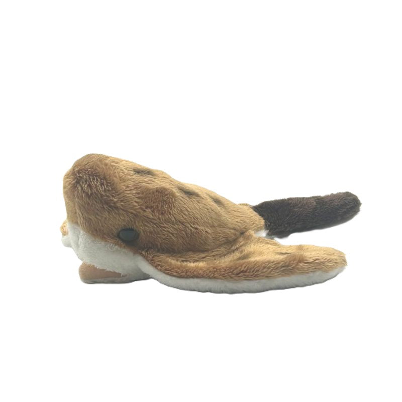 ray small soft toy 15cm with beige and white plush on a white background