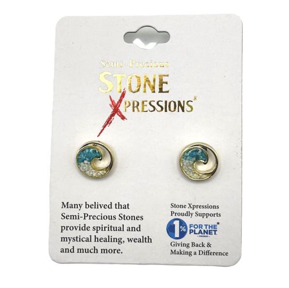Cool Jewels Earrings Crushed Stone Wave - Gold
