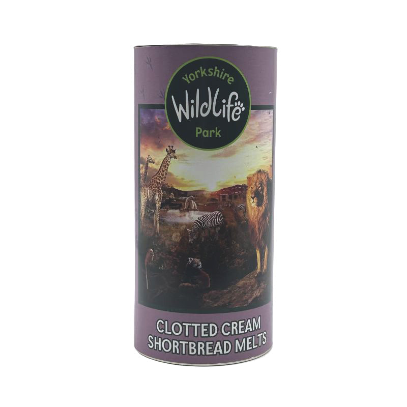 Tube of Yorkshire Wildlife Park Clotted Cream Shortbread Melts on a white background