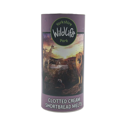Tube of Yorkshire Wildlife Park Clotted Cream Shortbread Melts on a white background