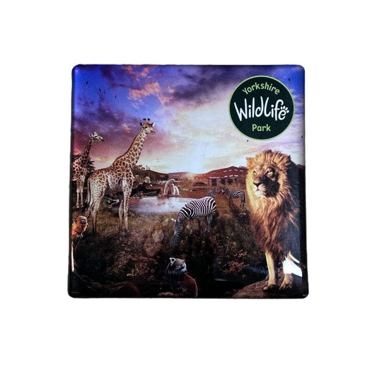 Fridge magnet with wildlife scene and 'Yorkshire Wildlife Park' logo