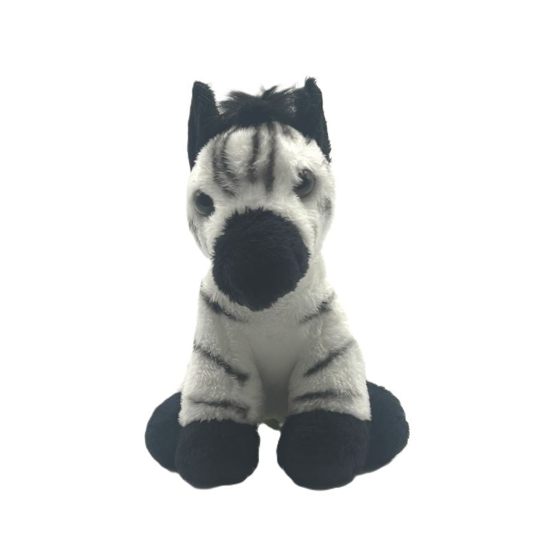 zebra small soft toy 15cm with white and black plush on a white background