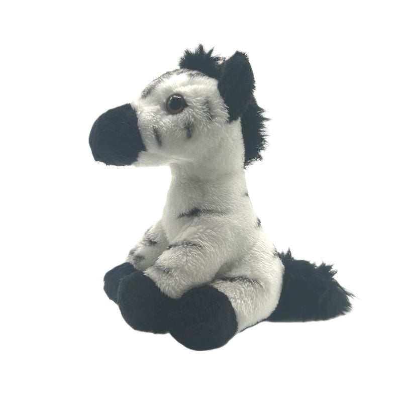 zebra small soft toy 15cm with white and black plush on a white background