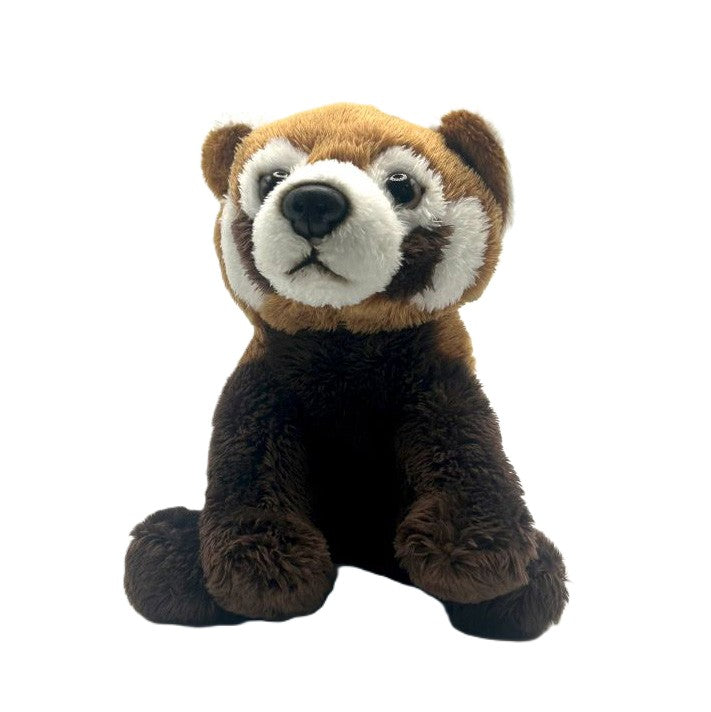 red panda small soft toy 15cm with dark brown light brown and white plush on a white background