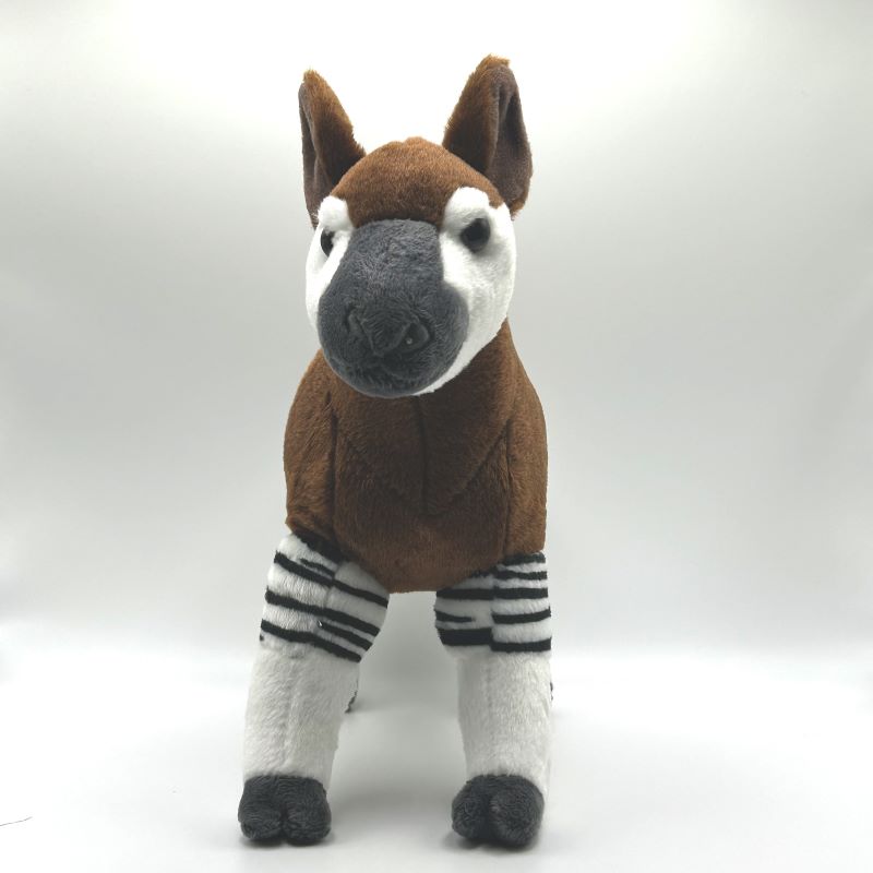 yorkshire wildlife park okapi large soft toy front view brown white coat black stripe 30cm