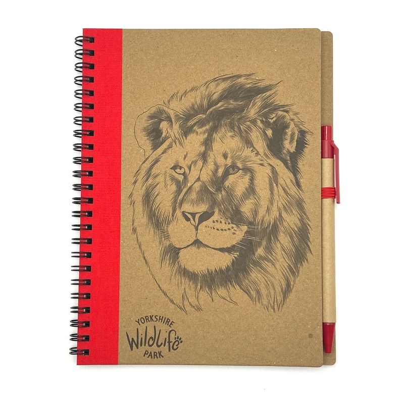 yorkshire wildlife park lion eco ring notebook with eco pen and elastic a5