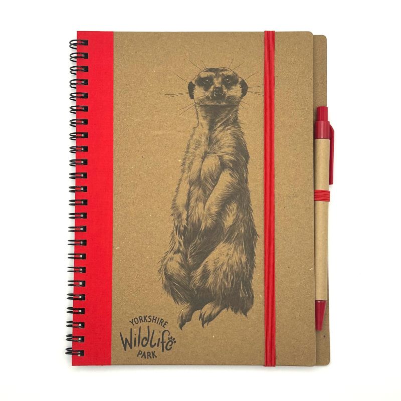 yorkshire wildlife park meerkat eco ring notebook with eco pen and elastic a5