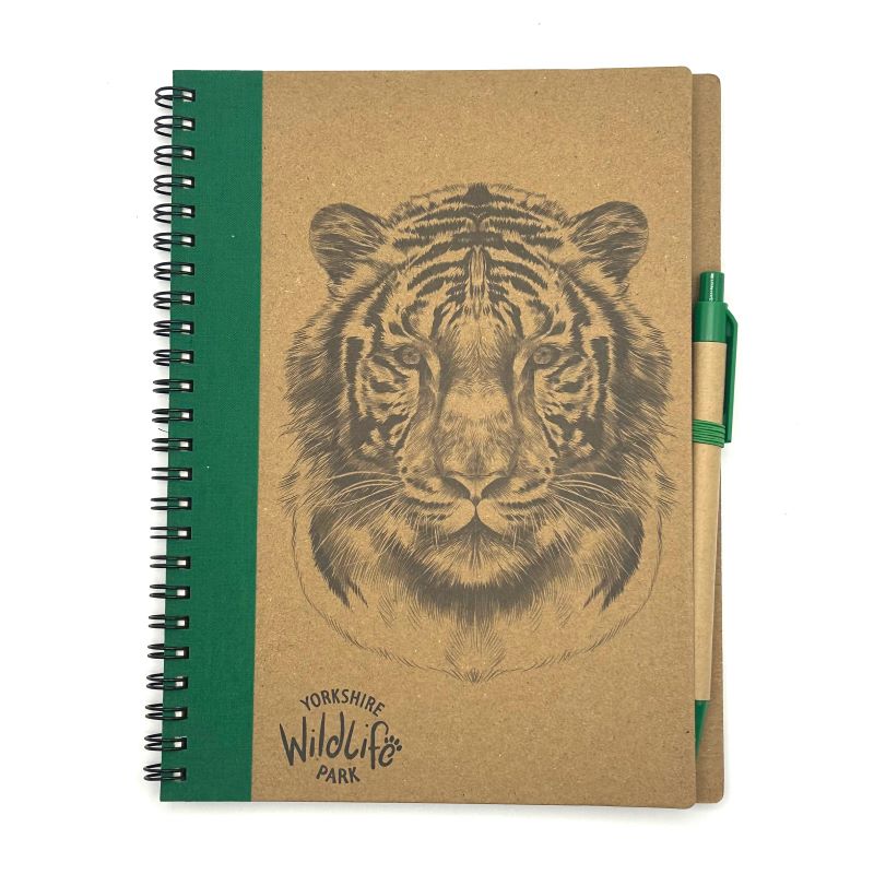yorkshire wildlife park tiger eco ring notebook with eco pen and elastic a5