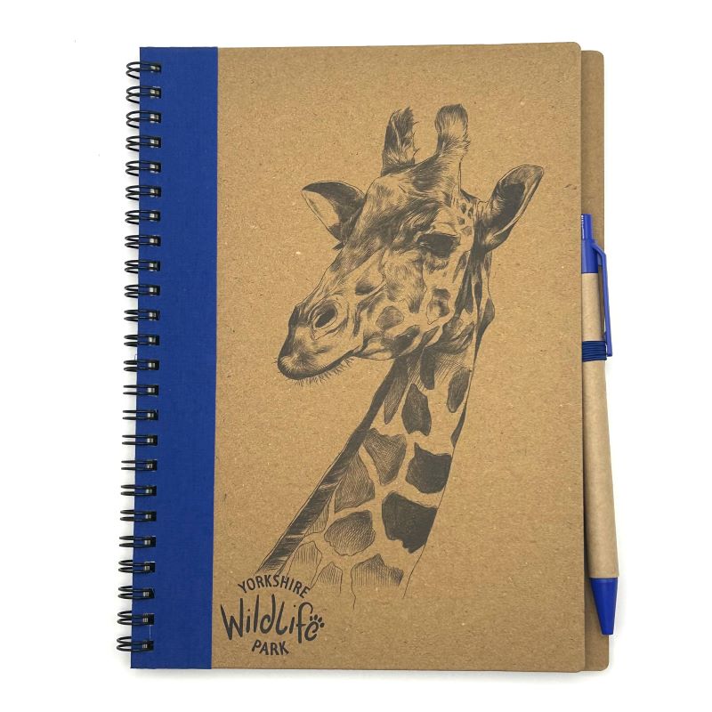 yorkshire wildlife park giraffe eco ring notebook with eco pen and elastic a5
