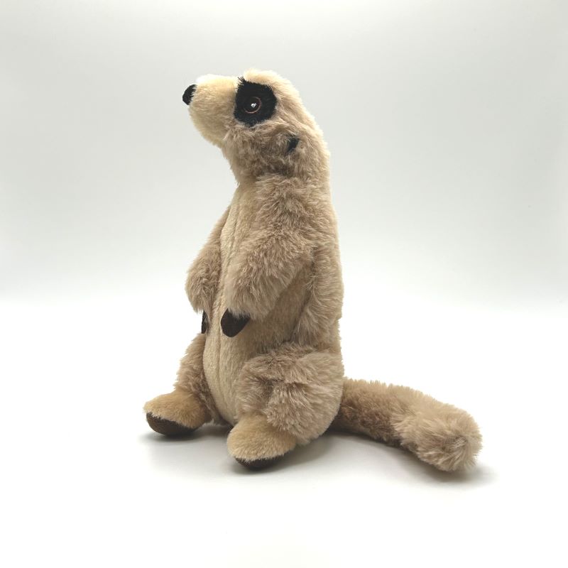 yorkshire wildlife park meerkat eco medium soft toy angle view beige coat 20cm