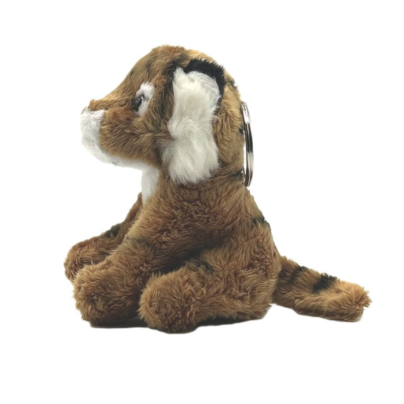 yorkshire wildlife park tiger keyring soft toy orange coat black stripes metal keyring 10cm