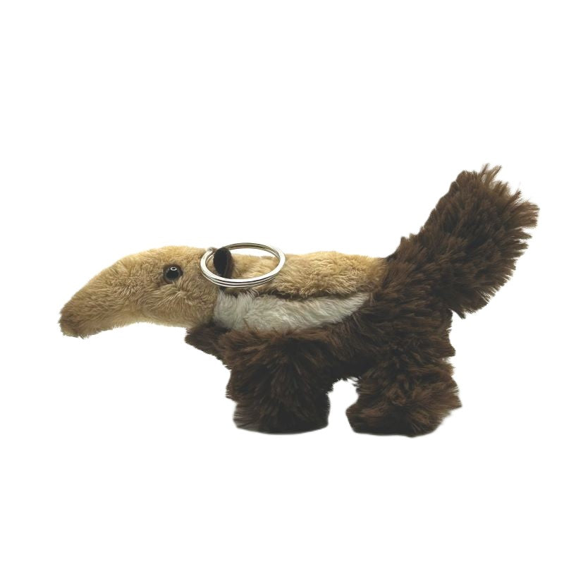 yorkshire wildlife park anteater keyring soft toy beige brown white coat metal keyring 10cm