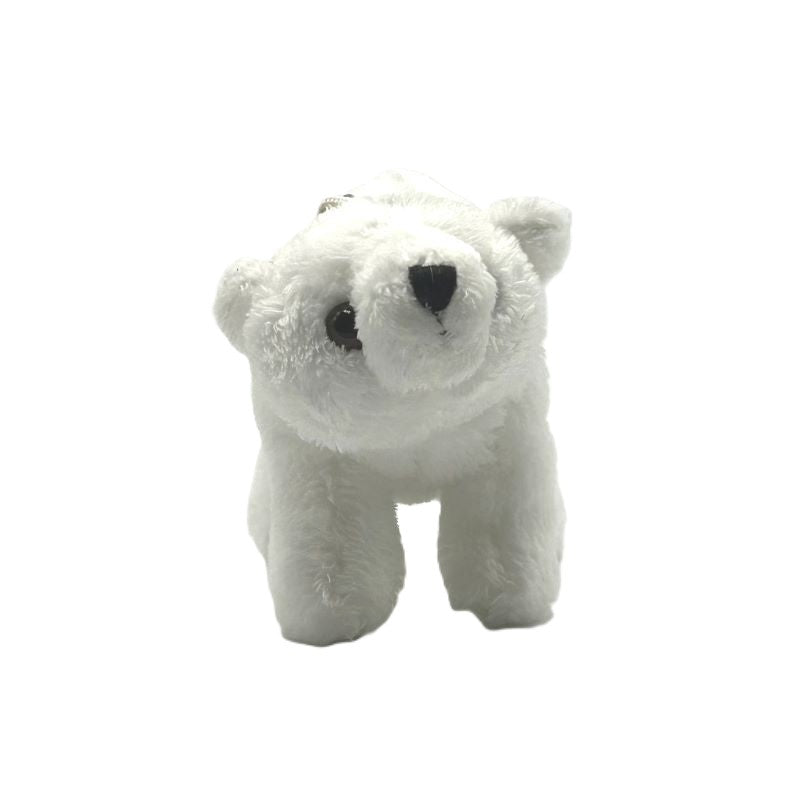 yorkshire wildlife park polar bear keyring soft toy white coat metal keyring 10cm