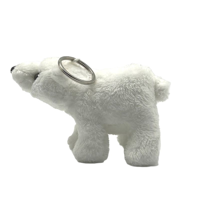 yorkshire wildlife park polar bear keyring soft toy white coat metal keyring 10cm