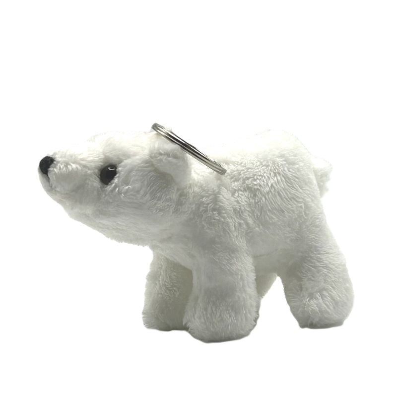 yorkshire wildlife park polar bear keyring soft toy white coat metal keyring 10cm