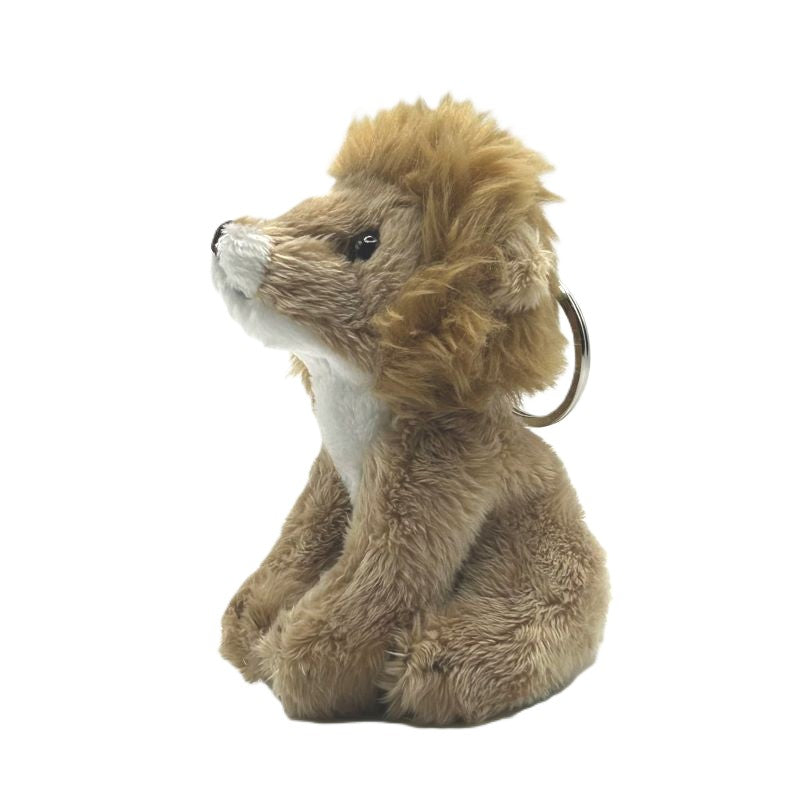 yorkshire wildlife park lion keyring soft toy beige coat brown mane metal keyring 10cm