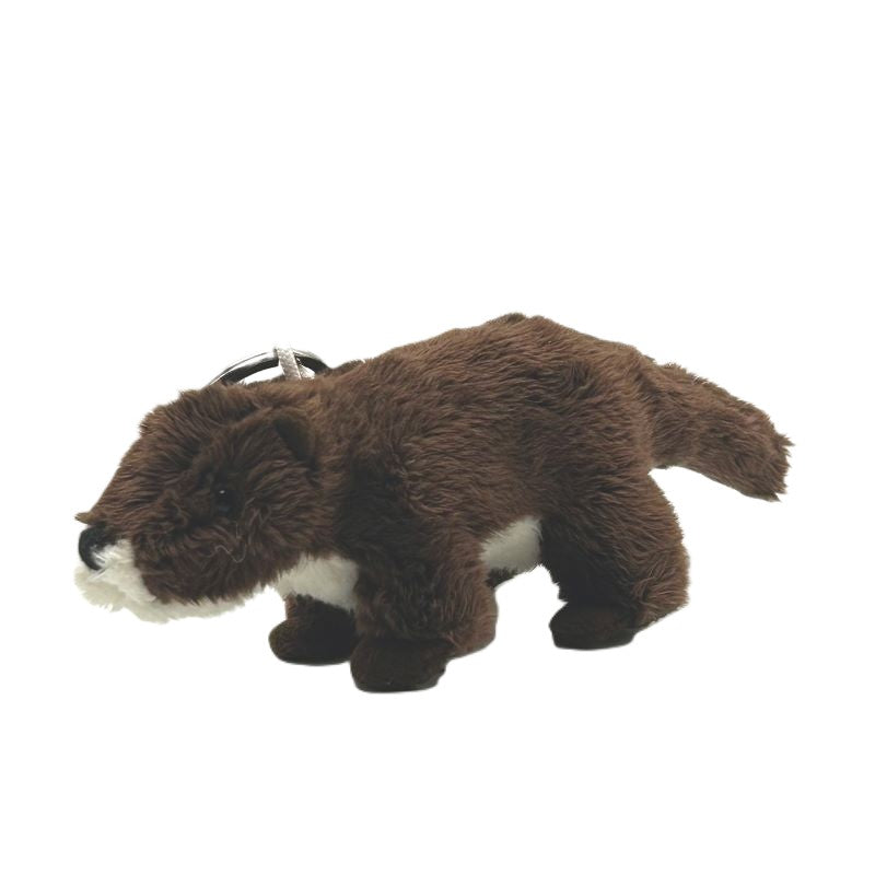 yorkshire wildlife park otter keyring soft toy brown beige coat metal keyring 10cm