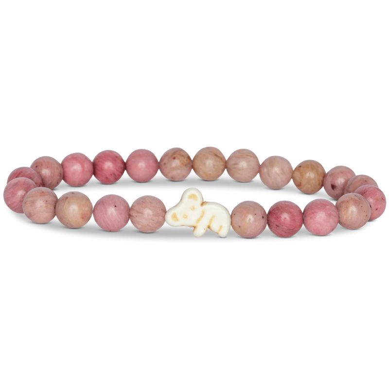 fahlo animal tracking bracelet the lounge bracelet koala with wildflower pink stone beads and white koala charm