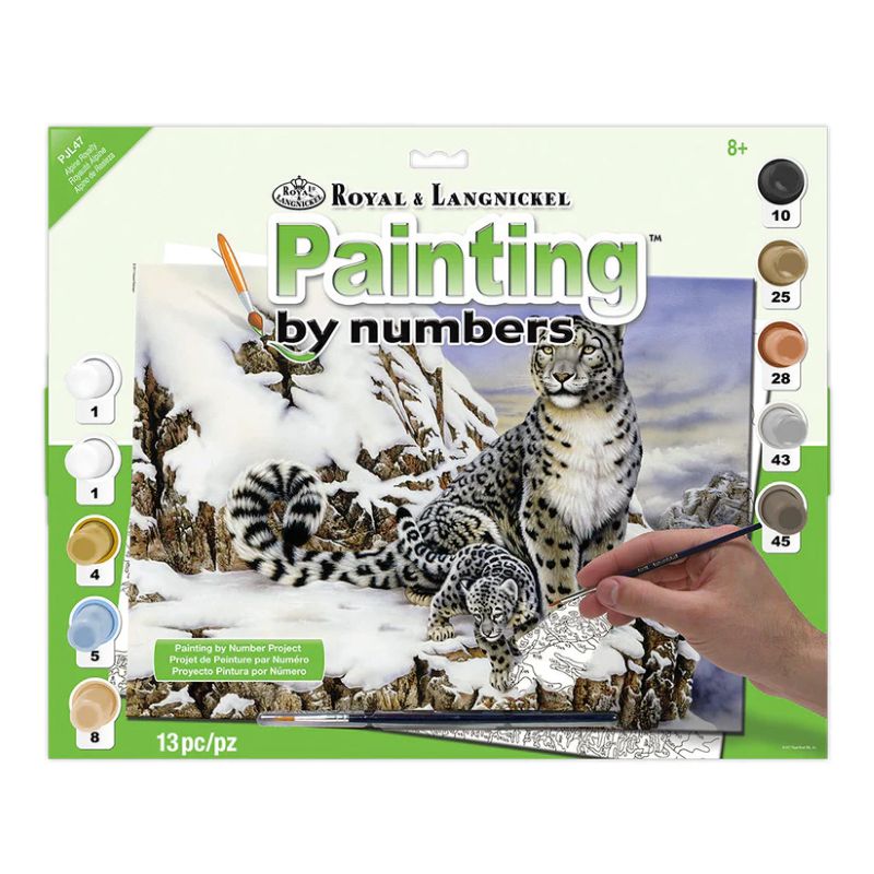 Paint by Numbers - Alpine Royalty - Snow Leopard & Cub