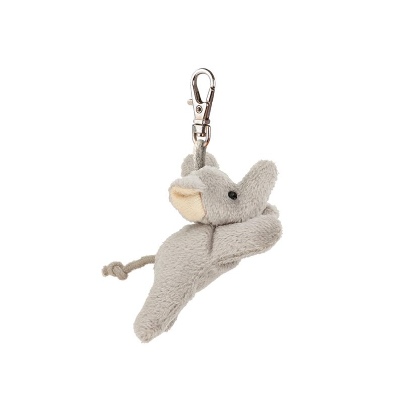 Plush elephant keychain on a white background