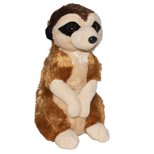 Plush meerkat toy on a white background