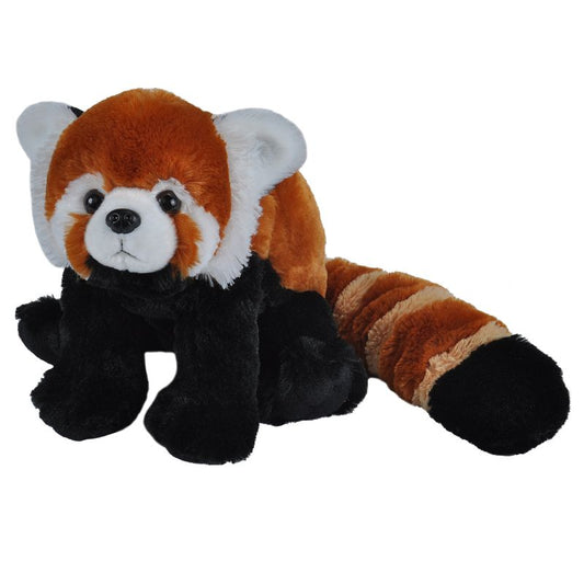 Plush large soft toy red panda on a white background
