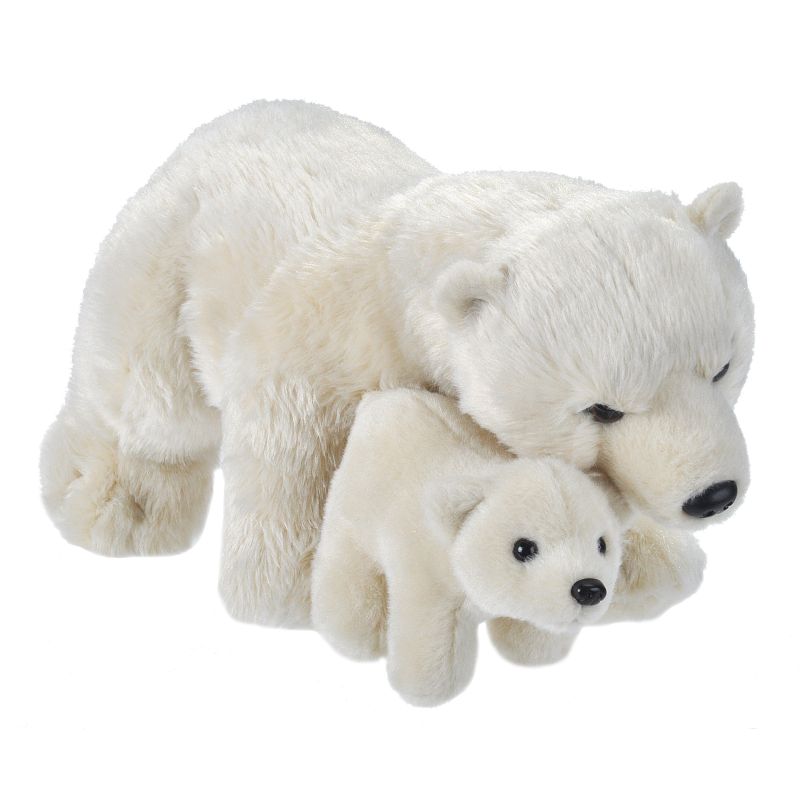 A plush polar bear and cub toy set on a plain white background.