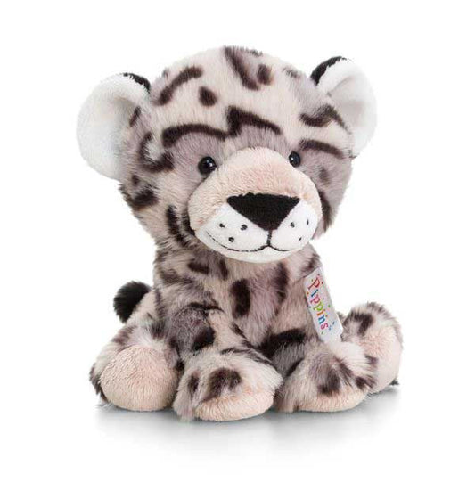 Plush toy snow leopard with a white background