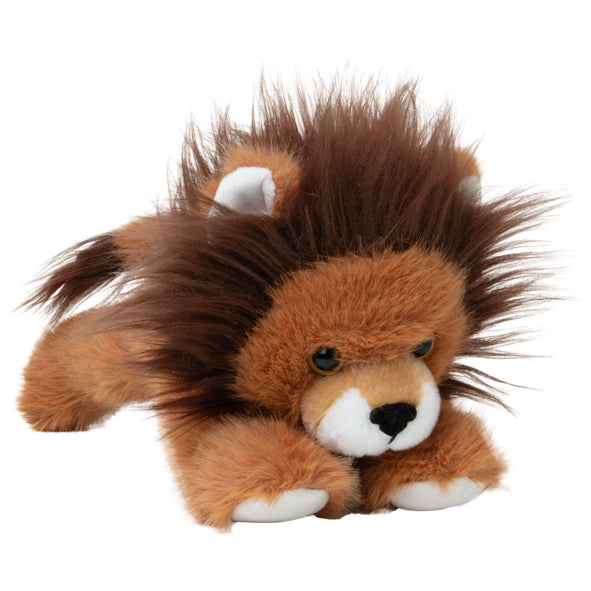 Plush lion toy on a white background