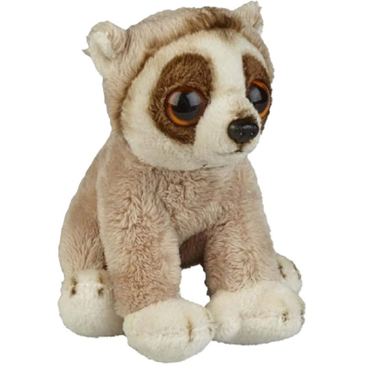 Plush toy slow loris on a white background