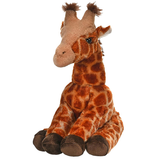 Plush giraffe toy on a white background