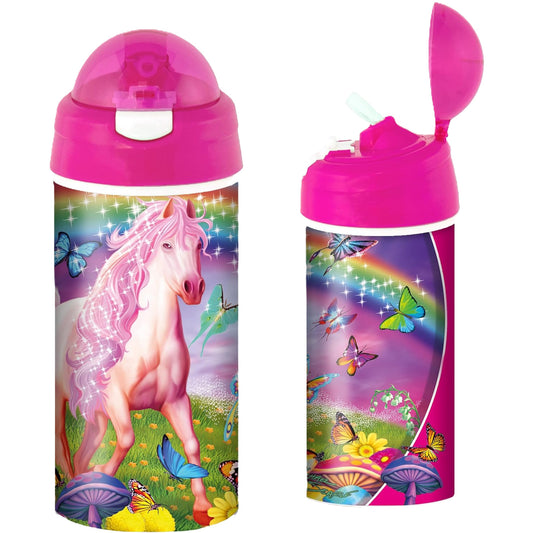 Drinking Bottle - Pink Pony Dazzle - 3D - 600ml