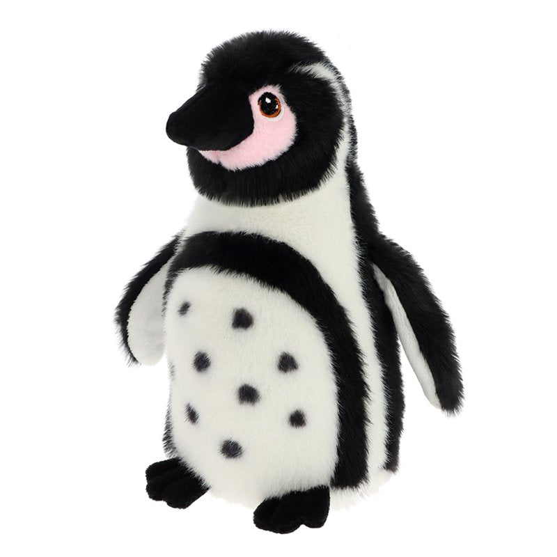 Plush penguin toy on a white background