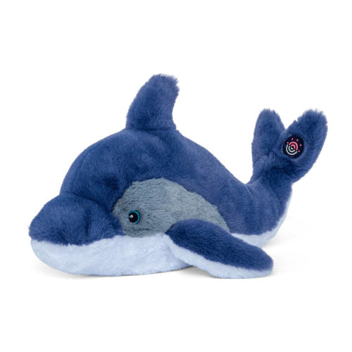Fahlo Blue plush dolphin toy on a white background