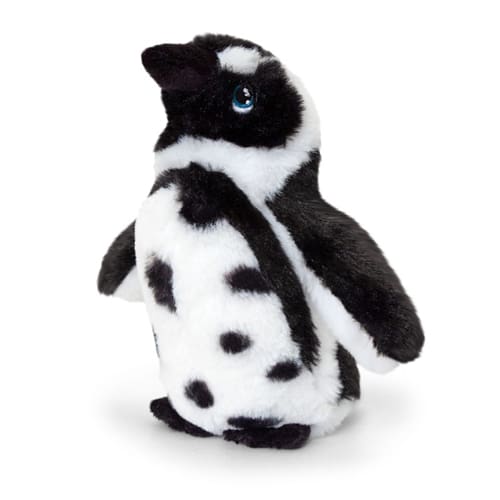 Plush penguin toy on a white background