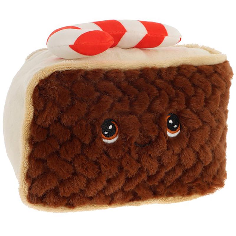 Plush toy resembling a piece of Christmas cake with candy cane on top
