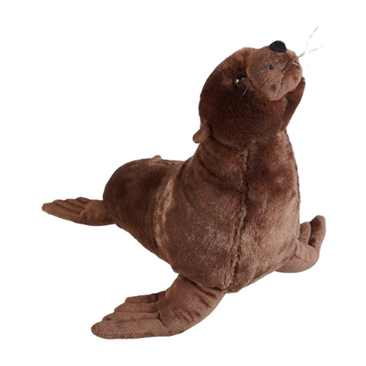 Plush toy sea lion on a white background