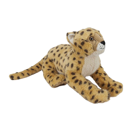Plush toy cheetah on a white background