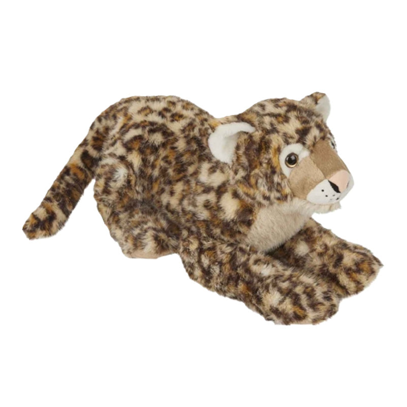 Plush toy leopard on a white background