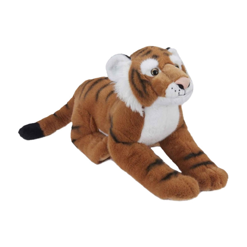 Plush tiger toy on a white background